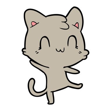 vektör çizim karikatür mutlu kedi