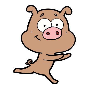 mutlu karikatür domuz vektör çizim