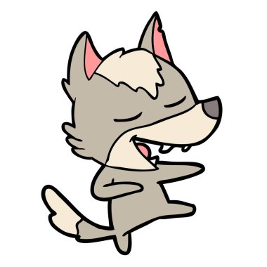 vektör çizim karikatür kurt gülen