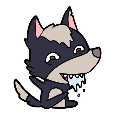 vektör çizim karikatür aç kurt