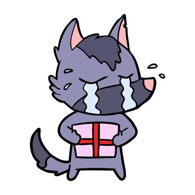 ağlayan kurt Noel hediyesi ile çizgi film