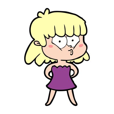 vektör çizim karikatür kız ıslık