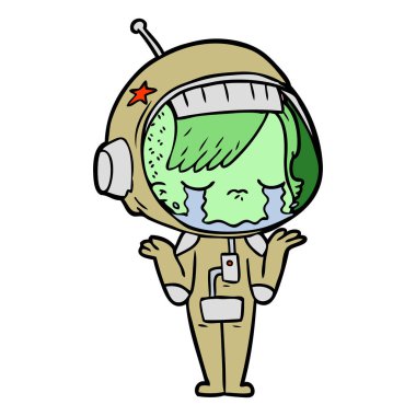 ağlayan astronot kız çizgi film