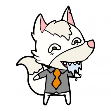 çizgi film aç kurt office giysili