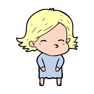 Çizgi filmdeki kadının vektör çizimi