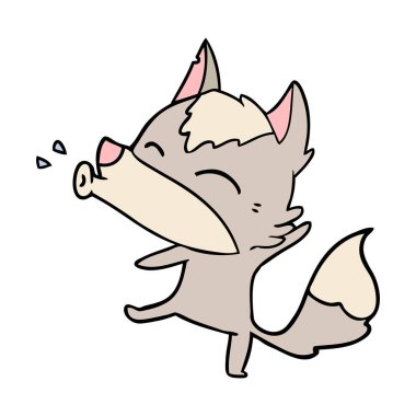 uluyan kurt karikatür, vektör çizim