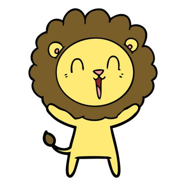Aslan karikatür gülen vektör çizim