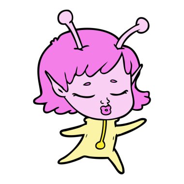 vektör çizim karikatür uzaylı kız