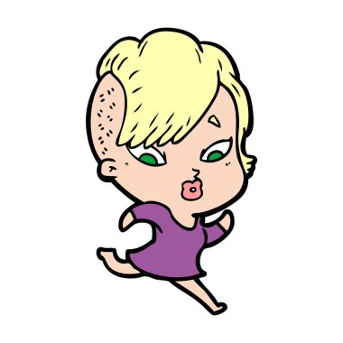 vektör çizim karikatür sürpriz kız