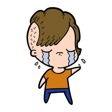 Ağlayan kızın vektör çizimi