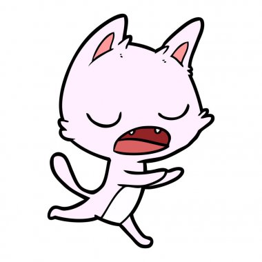 kedi karikatür konuşma vektör çizim