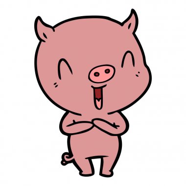 mutlu karikatür domuz vektör çizim
