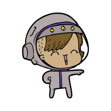 mutlu karikatür alan kız