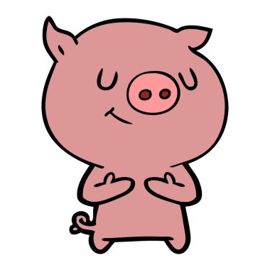 mutlu karikatür domuz vektör çizim