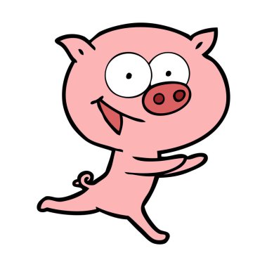 neşeli domuz karikatür vektör çizim