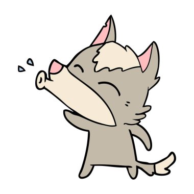 uluyan kurt karikatür, vektör çizim