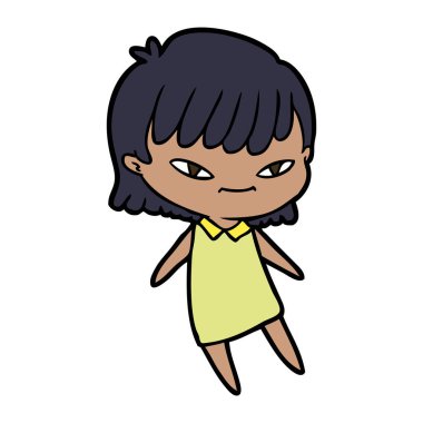 Çizgi filmdeki kadının vektör çizimi