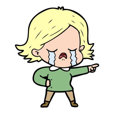vektör çizim karikatür kız ağlıyor