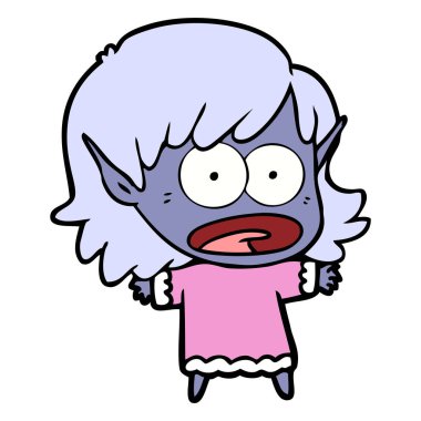 vektör çizim karikatür elf kız ağlıyor