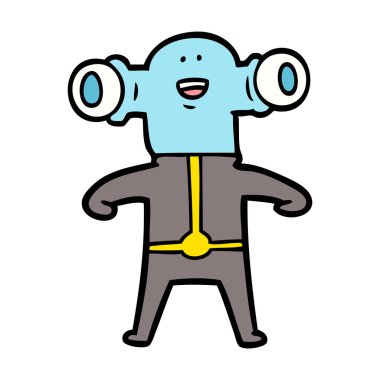 Dostu karikatür uzaylı vektör çizim