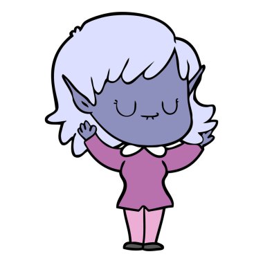 mutlu karikatür elf kızı