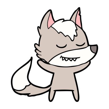 vektör çizim dostu karikatür kurt