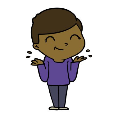 çizgi film çocuk gülümseyen vektör çizim