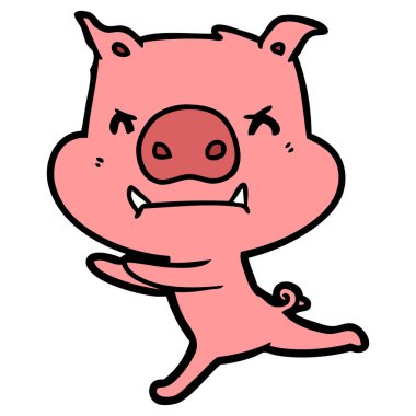 kızgın çizgi film domuz vektör çizim