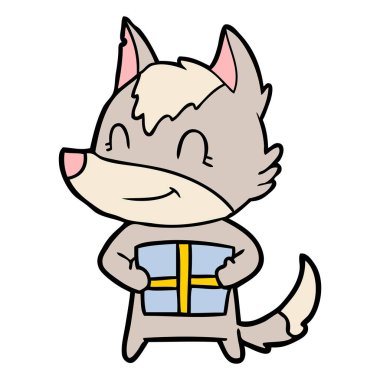 vektör çizim dostu karikatür kurt