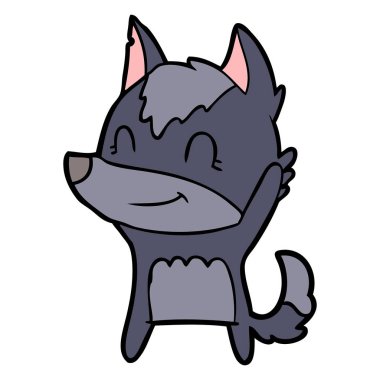 vektör çizim dostu karikatür kurt