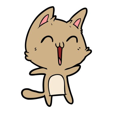 vektör çizim karikatür mutlu kedi
