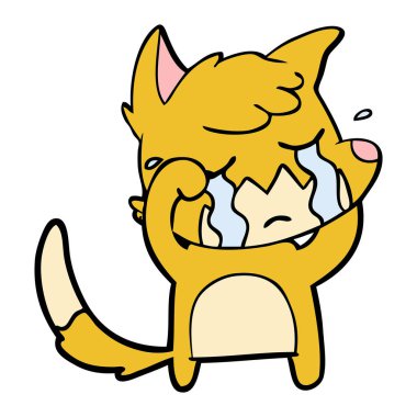 Tilki çizgi film ağlama vektör çizim