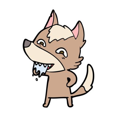 vektör çizim karikatür aç kurt