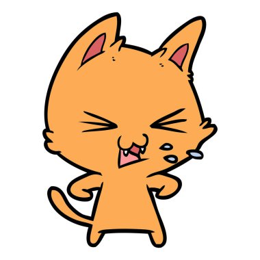 vektör çizim karikatür kedi tıslama
