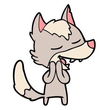 vektör çizim karikatür kurt gülen