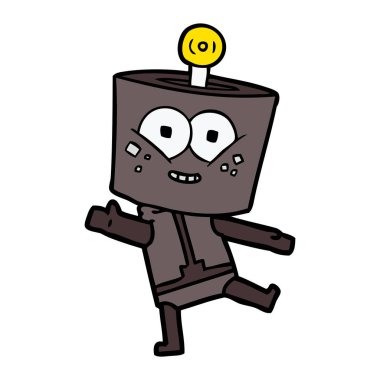 mutlu karikatür robot vektör çizim