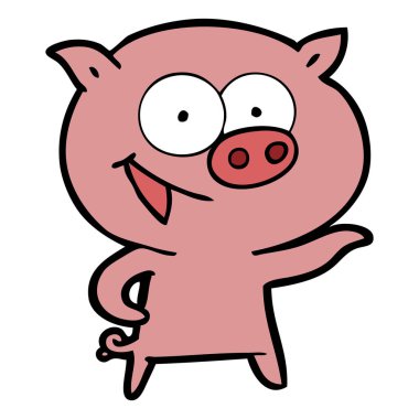 neşeli domuz karikatür vektör çizim