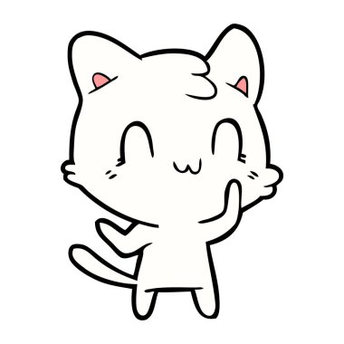 vektör çizim karikatür mutlu kedi