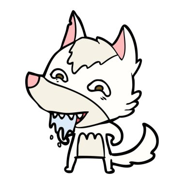 vektör çizim karikatür aç kurt