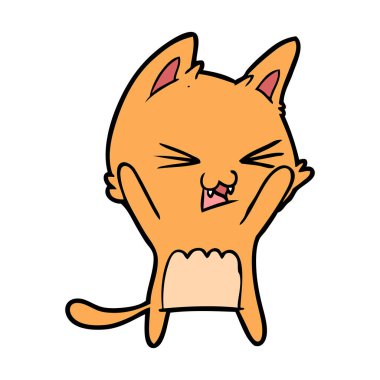 vektör çizim karikatür kedi tıslama