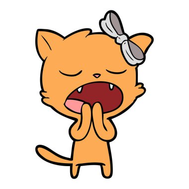 vektör çizim karikatür esneme kedi