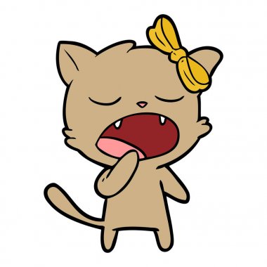 vektör çizim karikatür esneme kedi