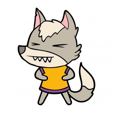 vektör çizim öfkeli wolf çizgi film