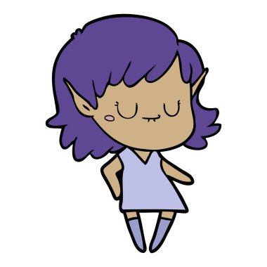 mutlu karikatür elf kız elbise