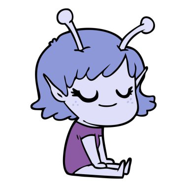 gülümseyen uzaylı kız çizgi film