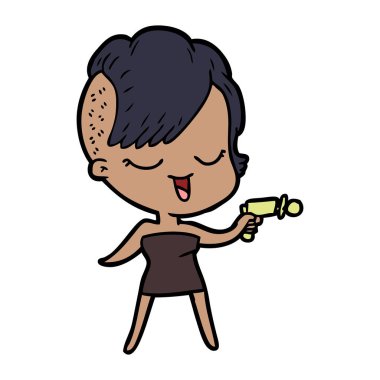 mutlu çizgi film kız vektör çizim