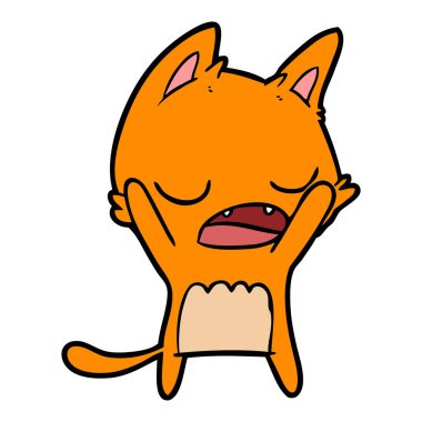 vektör çizim karikatür esneme kedi