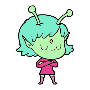 vektör çizim karikatür uzaylı kız
