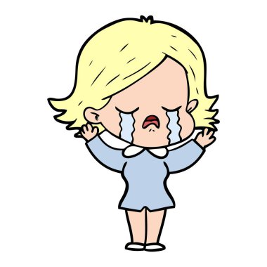 vektör çizim karikatür kız ağlıyor