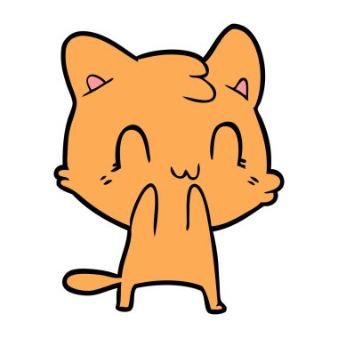 vektör çizim karikatür mutlu kedi